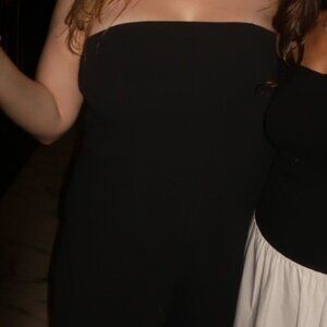 Abercrombie | Strapless Premium Crepe Jumpsuit | Black XL